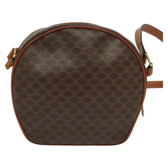 CELINE Macadam Canvas Shoulder Bag PVC Leather Brown Gold Auth - Picture 3 of 16